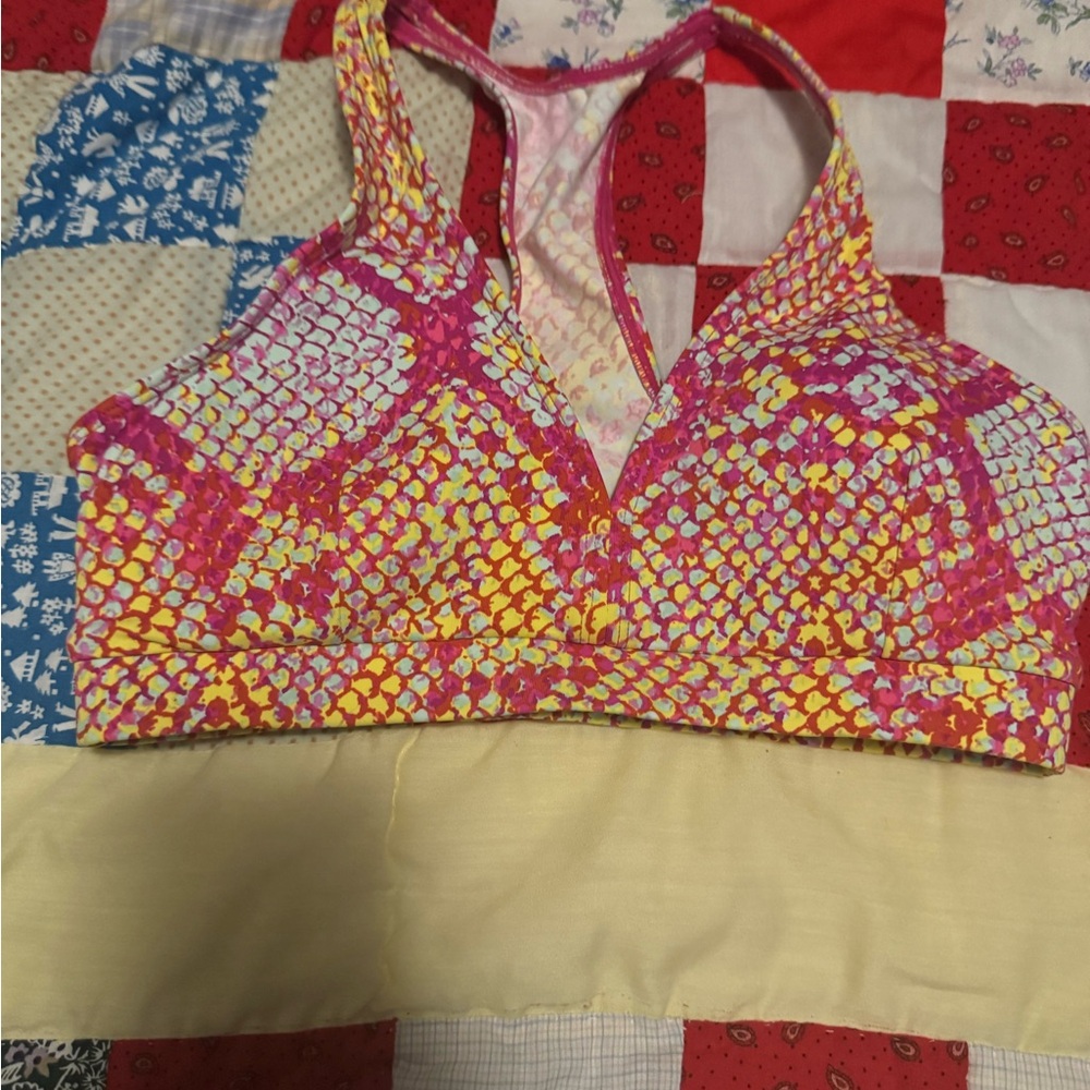 Vibrant Pink and Yellow Sports Bra